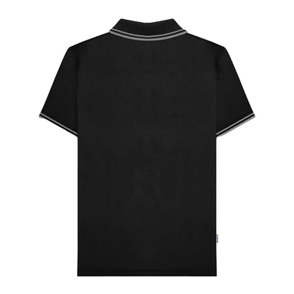 Black-Iron - Back - Lambretta Mens SS24 Houndstooth Polo Shirt