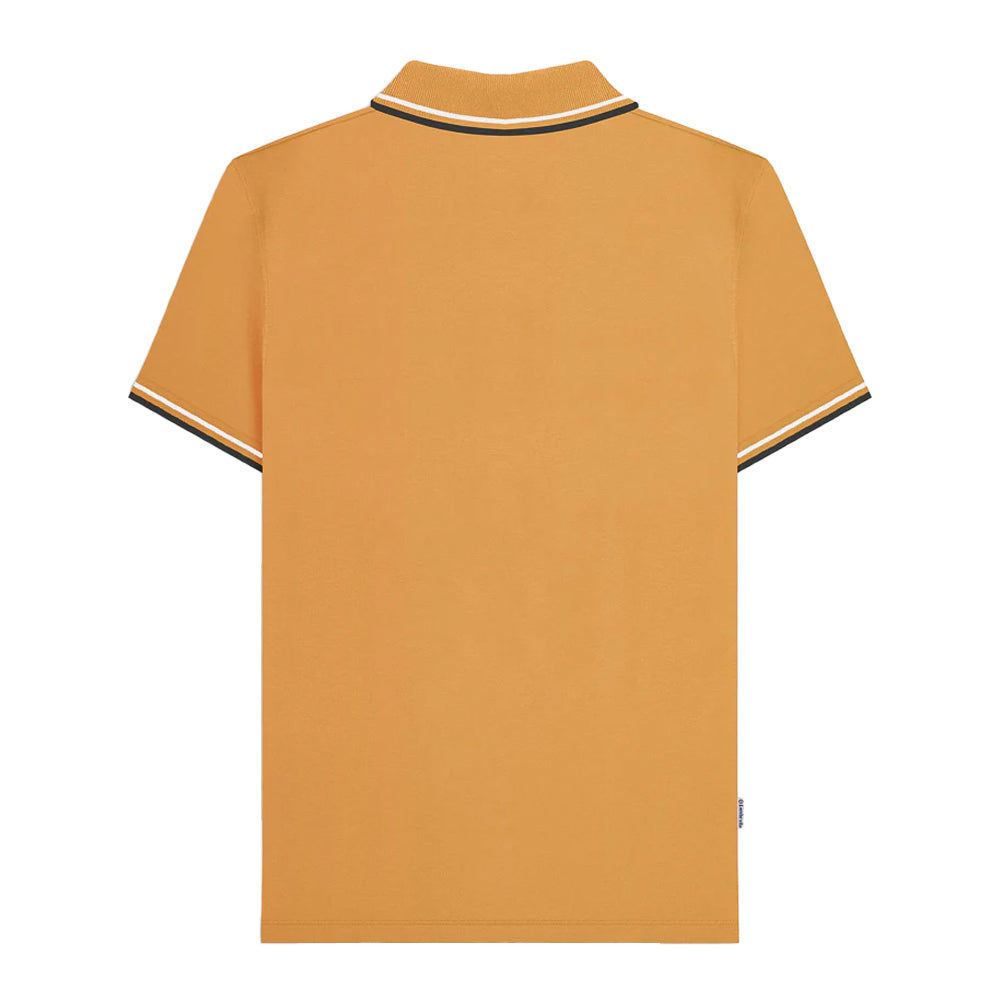 Mustard - Back - Lambretta Mens SS24 Houndstooth Polo Shirt