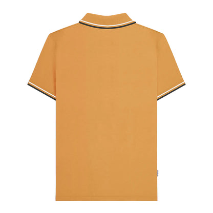 Mustard - Back - Lambretta Mens SS24 Houndstooth Polo Shirt