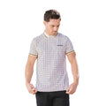 White-Navy-Gold - Side - Lambretta Mens SS25 Geometric Polo Shirt