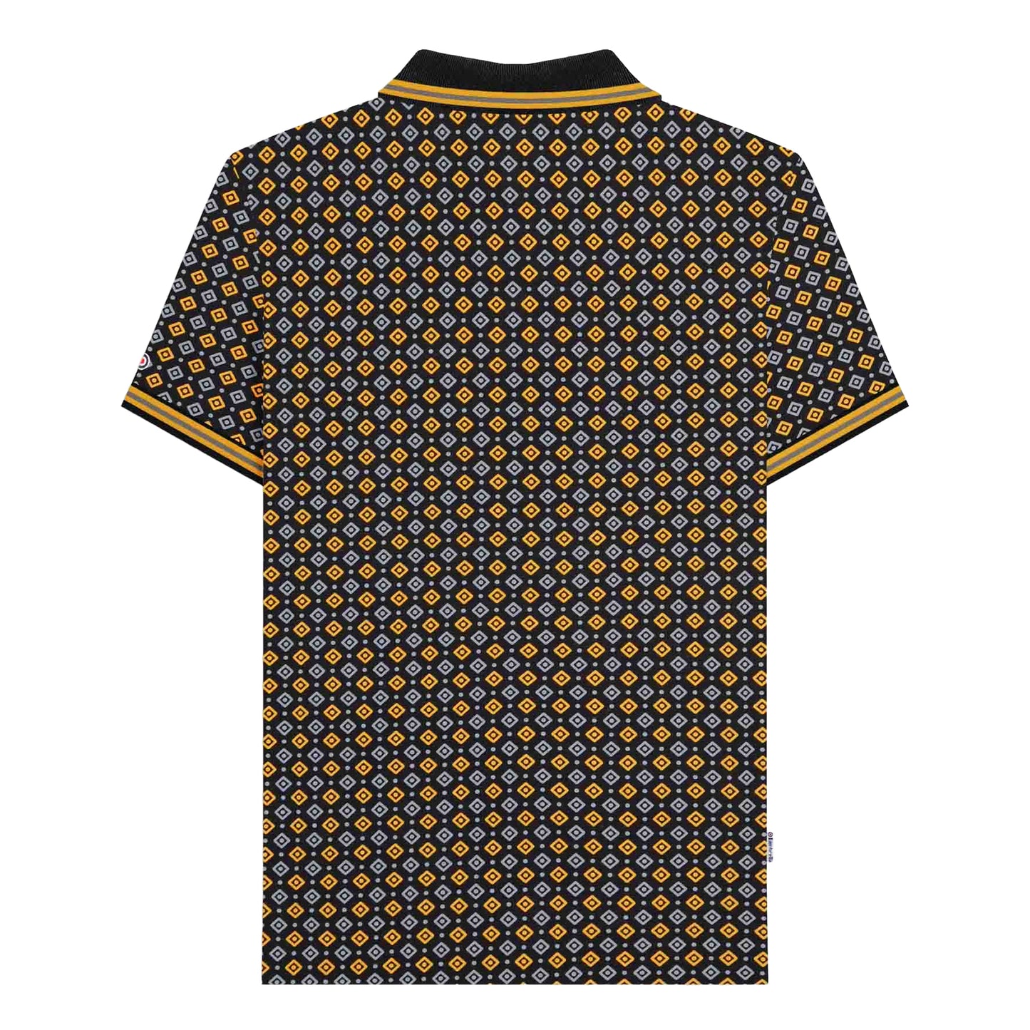 Black-Gold - Back - Lambretta Mens SS25 Geometric Polo Shirt