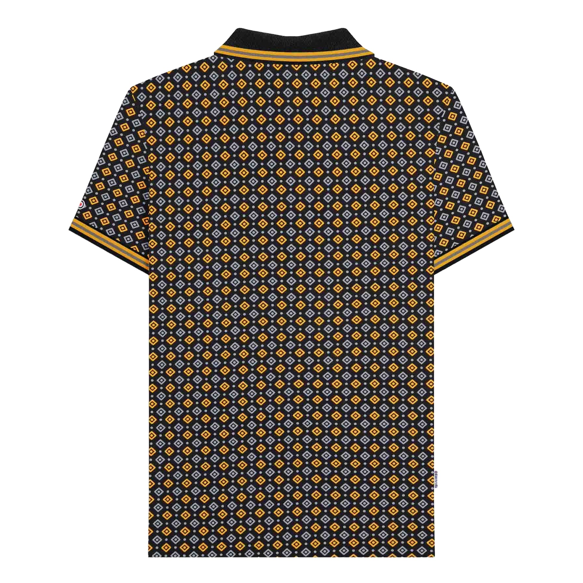 Black-Gold - Back - Lambretta Mens SS25 Geometric Polo Shirt