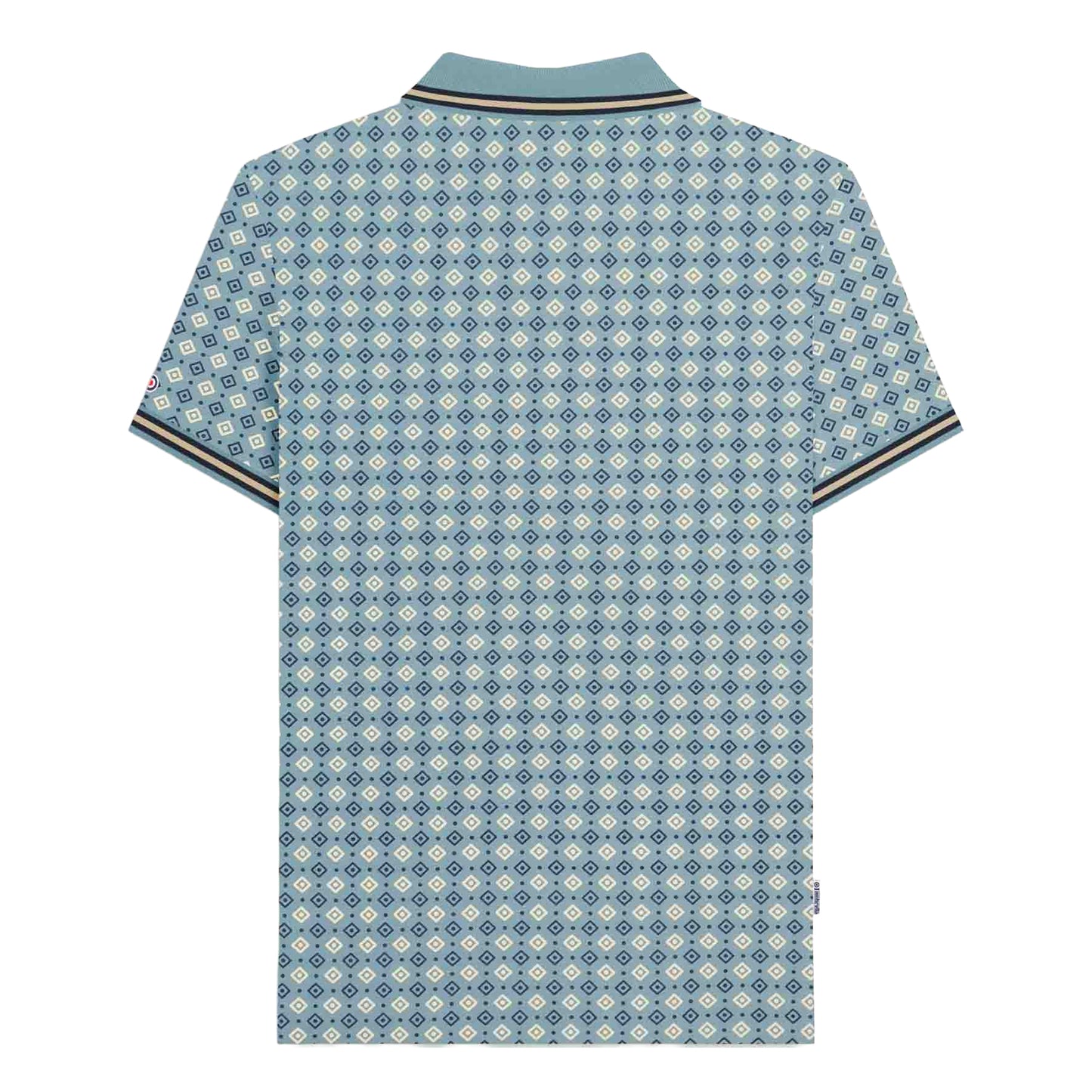 Smoke Blue - Back - Lambretta Mens SS25 Geometric Polo Shirt