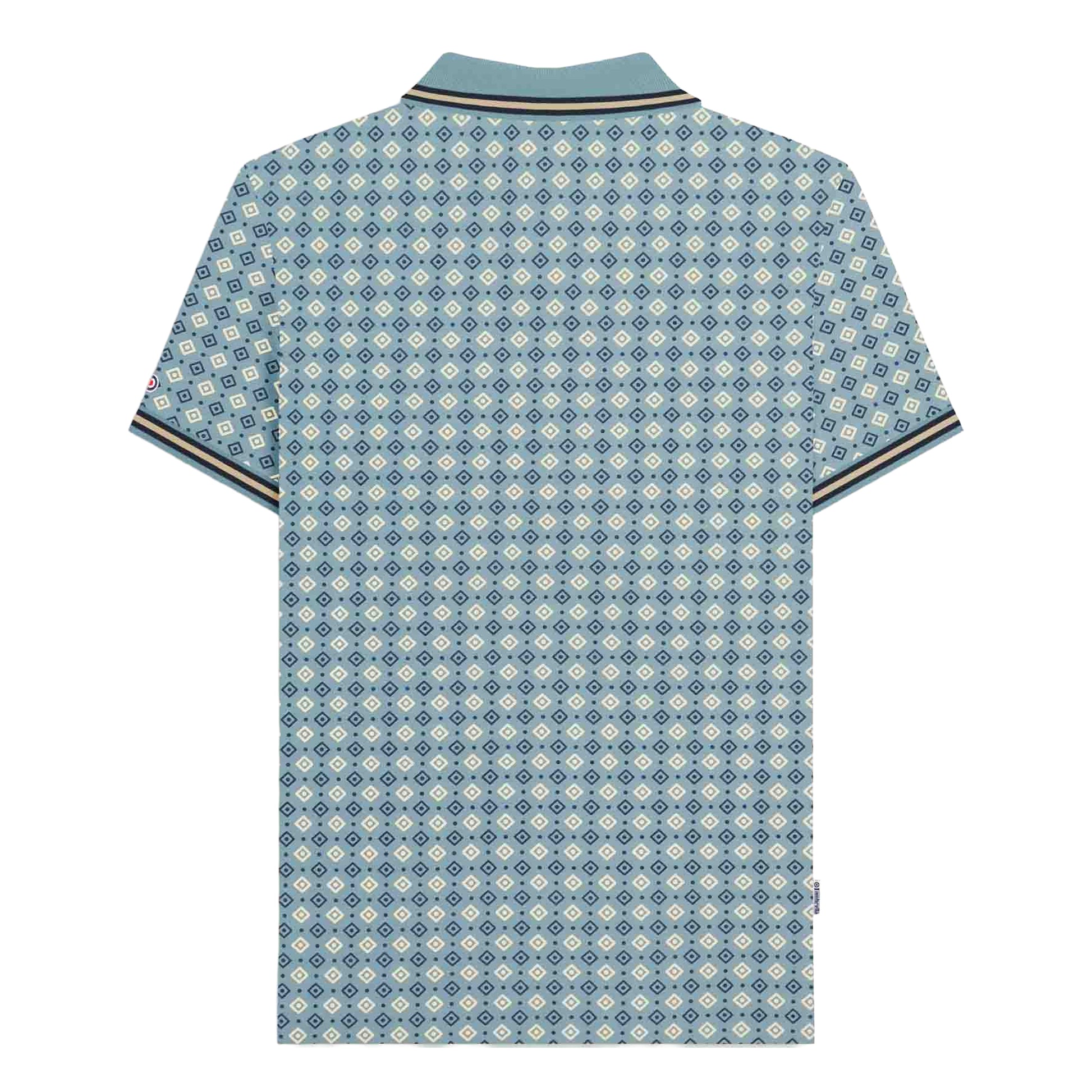Smoke Blue - Back - Lambretta Mens SS25 Geometric Polo Shirt