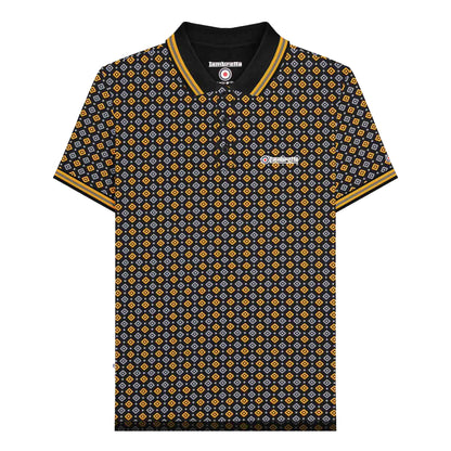 Black-Gold - Front - Lambretta Mens SS25 Geometric Polo Shirt