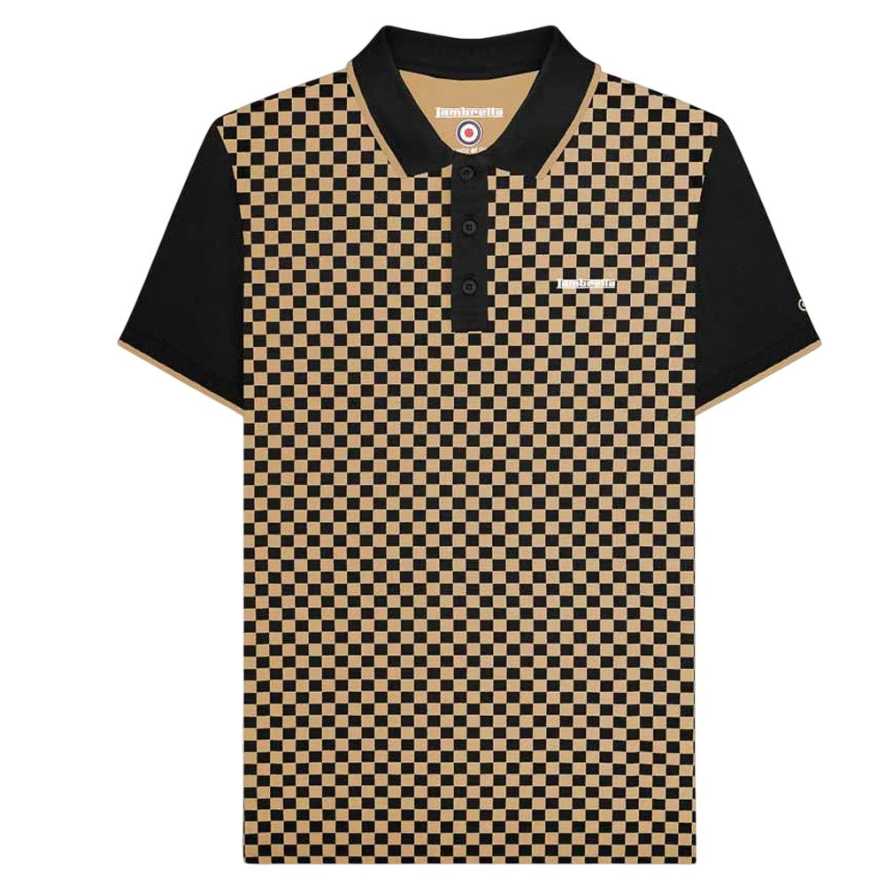 Black-Nomad - Front - Lambretta Mens Two Tone All-Over Print Polo Shirt