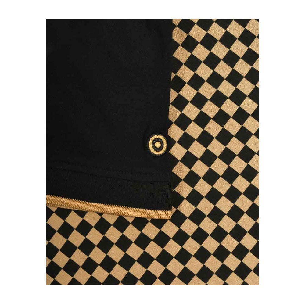 Black-Nomad - Side - Lambretta Mens Two Tone All-Over Print Polo Shirt