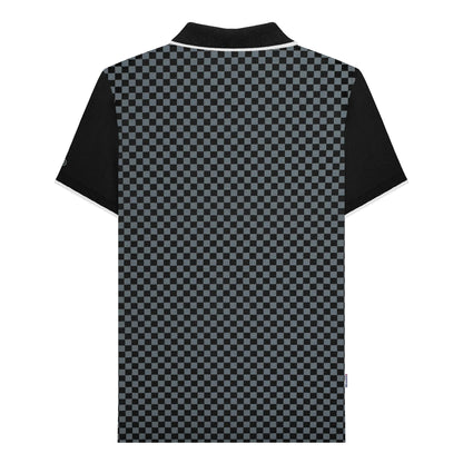 Black - Back - Lambretta Mens Two Tone All-Over Print Polo Shirt