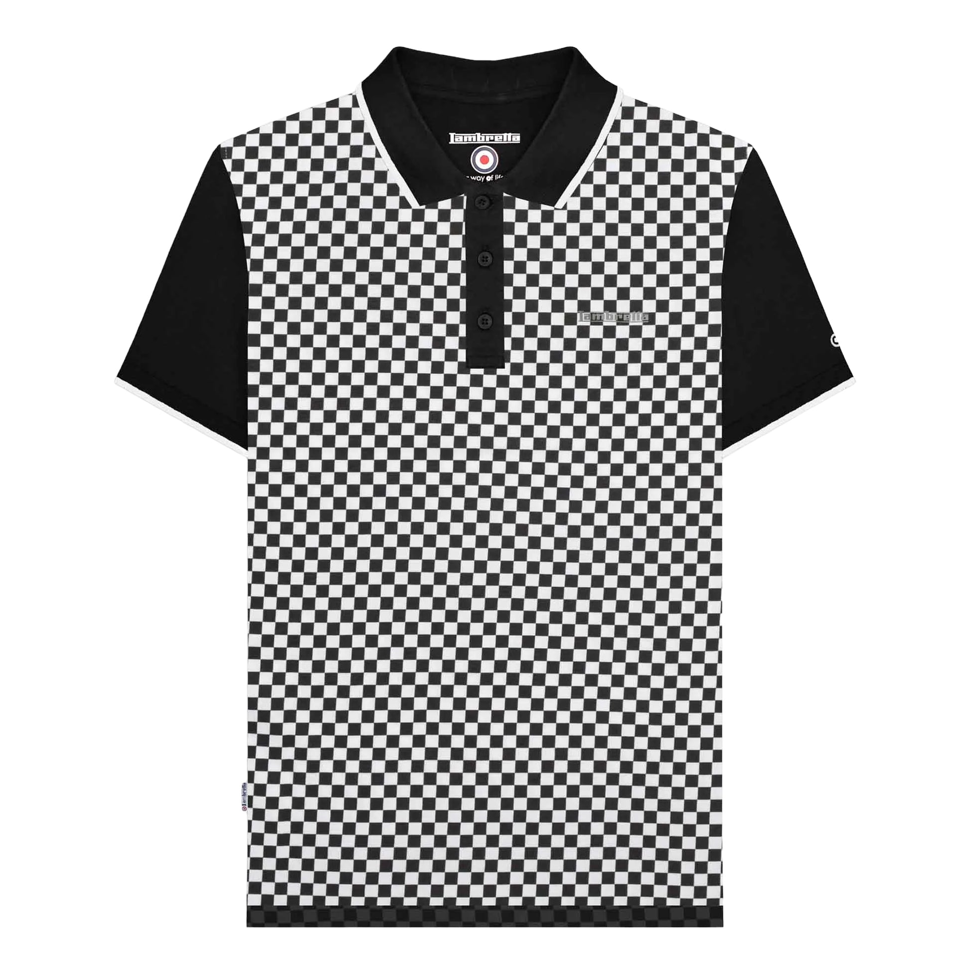 Black-White - Front - Lambretta Mens Two Tone All-Over Print Polo Shirt