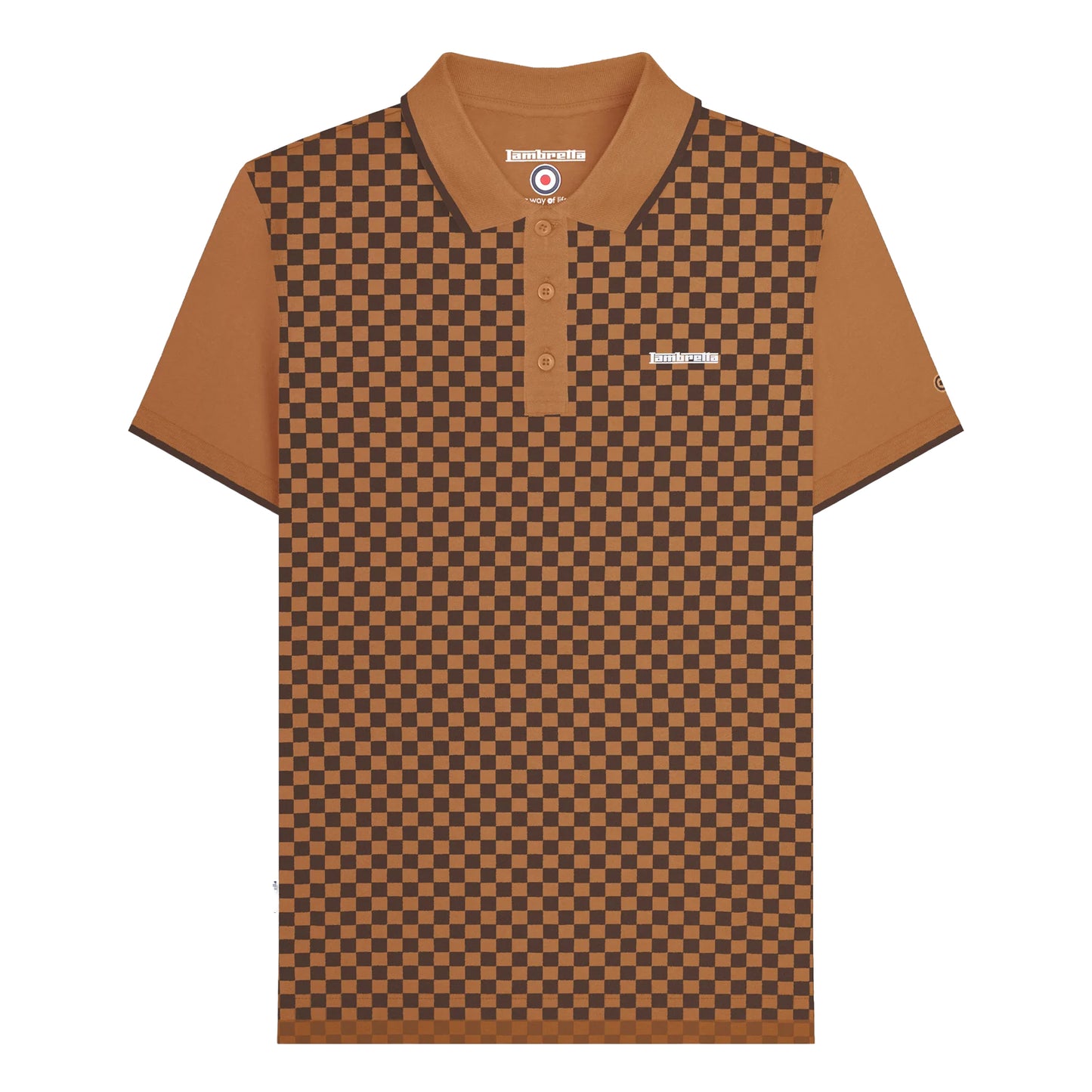 Tobacco - Front - Lambretta Mens Two Tone All-Over Print Polo Shirt