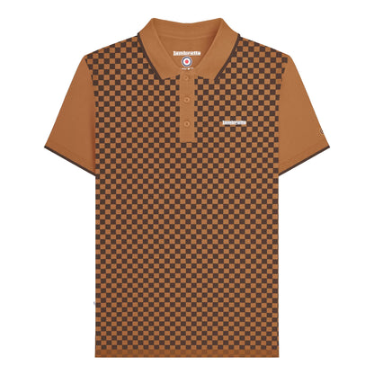 Tobacco - Front - Lambretta Mens Two Tone All-Over Print Polo Shirt