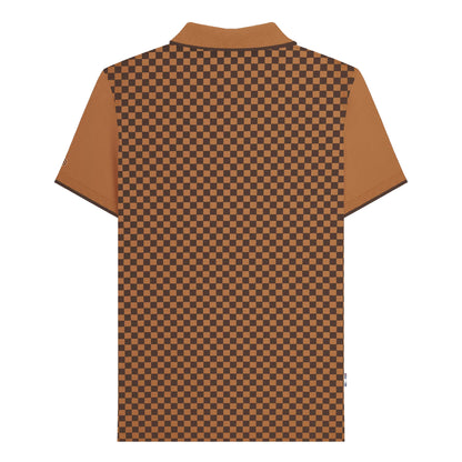 Tobacco - Back - Lambretta Mens Two Tone All-Over Print Polo Shirt