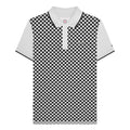 White - Front - Lambretta Mens Two Tone All-Over Print Polo Shirt