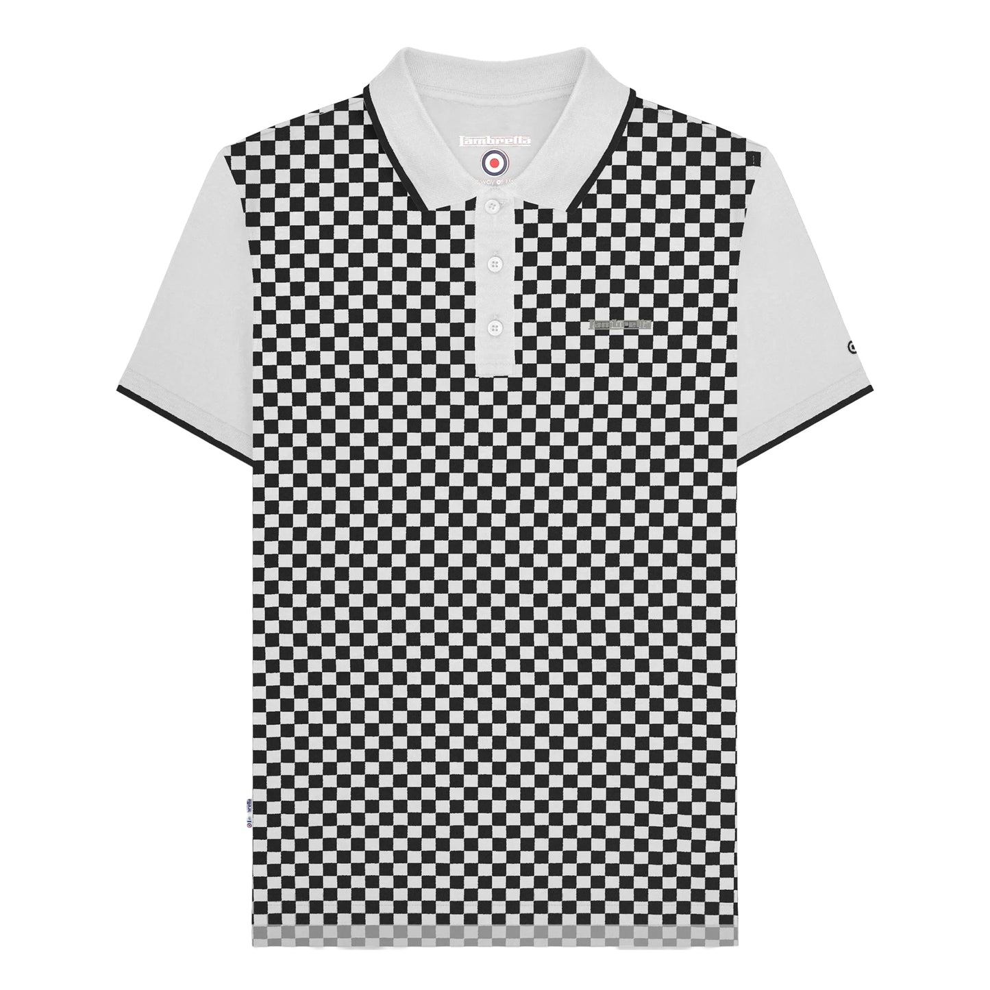 White - Front - Lambretta Mens Two Tone All-Over Print Polo Shirt