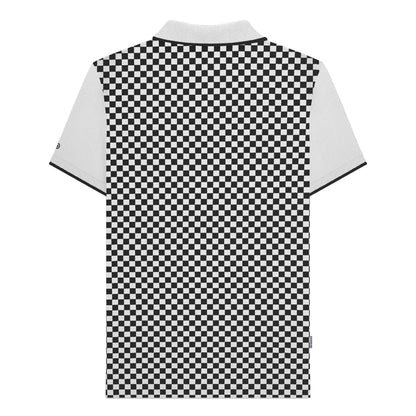 White - Back - Lambretta Mens Two Tone All-Over Print Polo Shirt