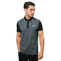 Black - Side - Lambretta Mens Two Tone All-Over Print Polo Shirt