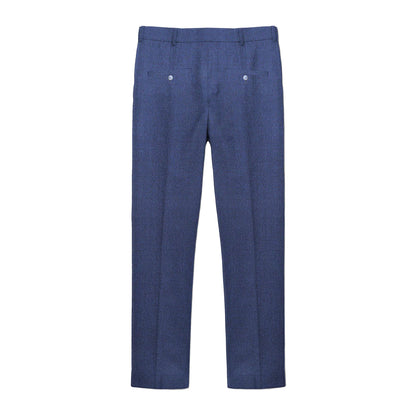 Navy - Back - Lambretta Mens Spencer Checked Suit Trousers