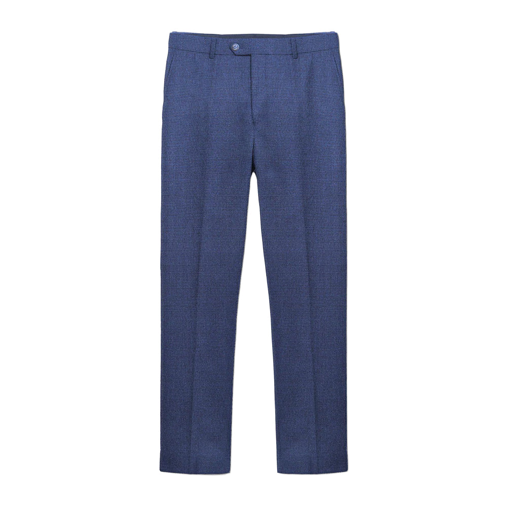 Navy - Front - Lambretta Mens Spencer Checked Suit Trousers