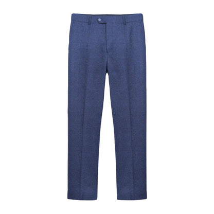 Navy - Front - Lambretta Mens Spencer Checked Suit Trousers