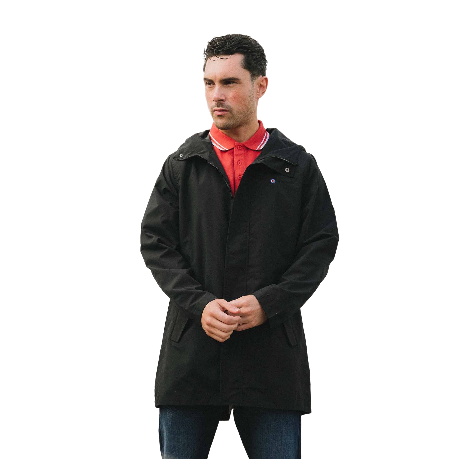 Black - Side - Lambretta Mens Mod Hooded Parka