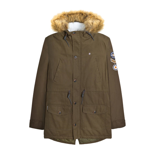 Khaki Green - Front - Lambretta Mens Sherpa Lined Parka