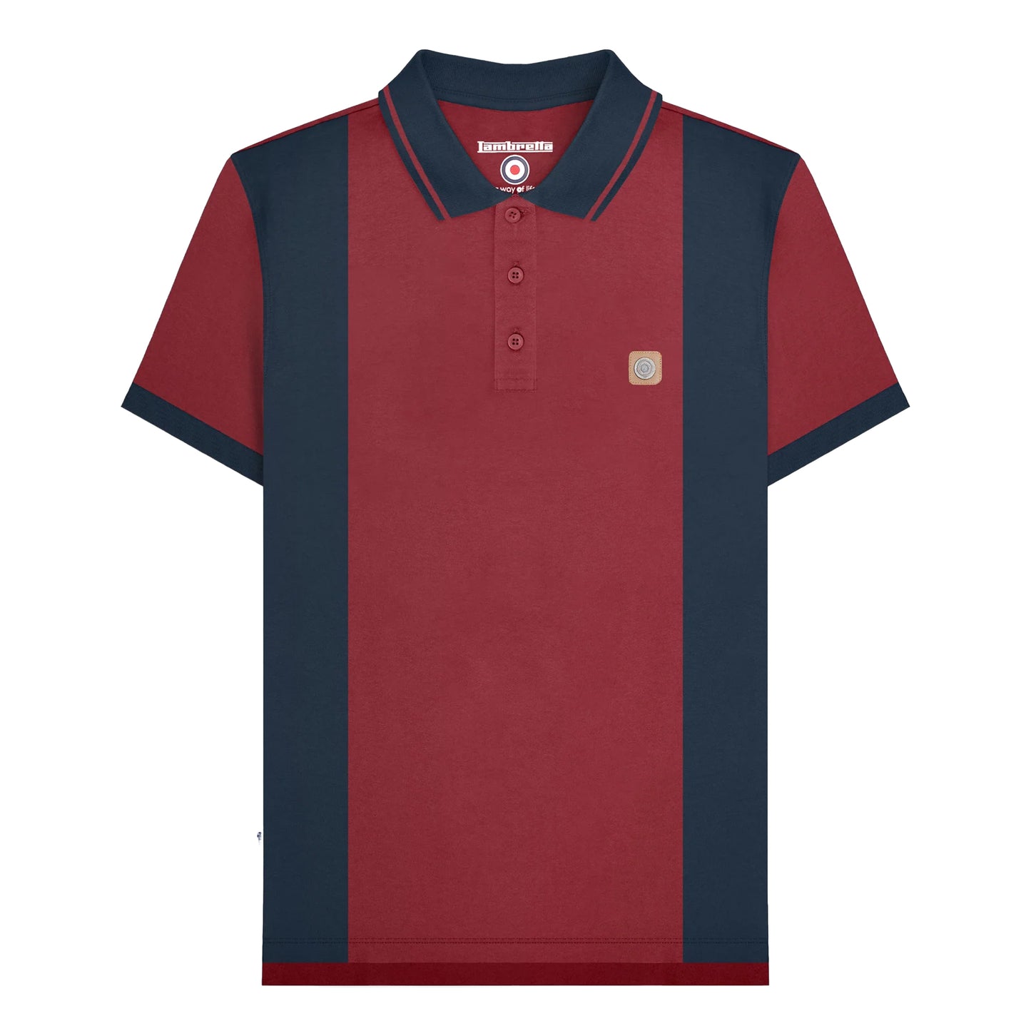 Burgundy-Navy - Front - Lambretta Mens SS24 Vintage Polo Shirt