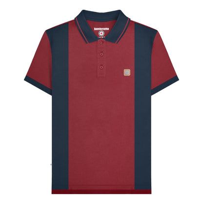 Burgundy-Navy - Front - Lambretta Mens SS24 Vintage Polo Shirt
