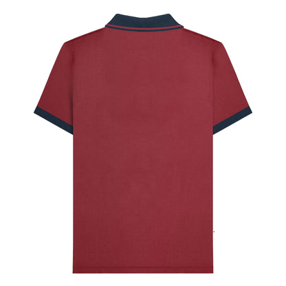 Burgundy-Navy - Back - Lambretta Mens SS24 Vintage Polo Shirt