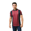 Burgundy-Navy - Side - Lambretta Mens SS24 Vintage Polo Shirt