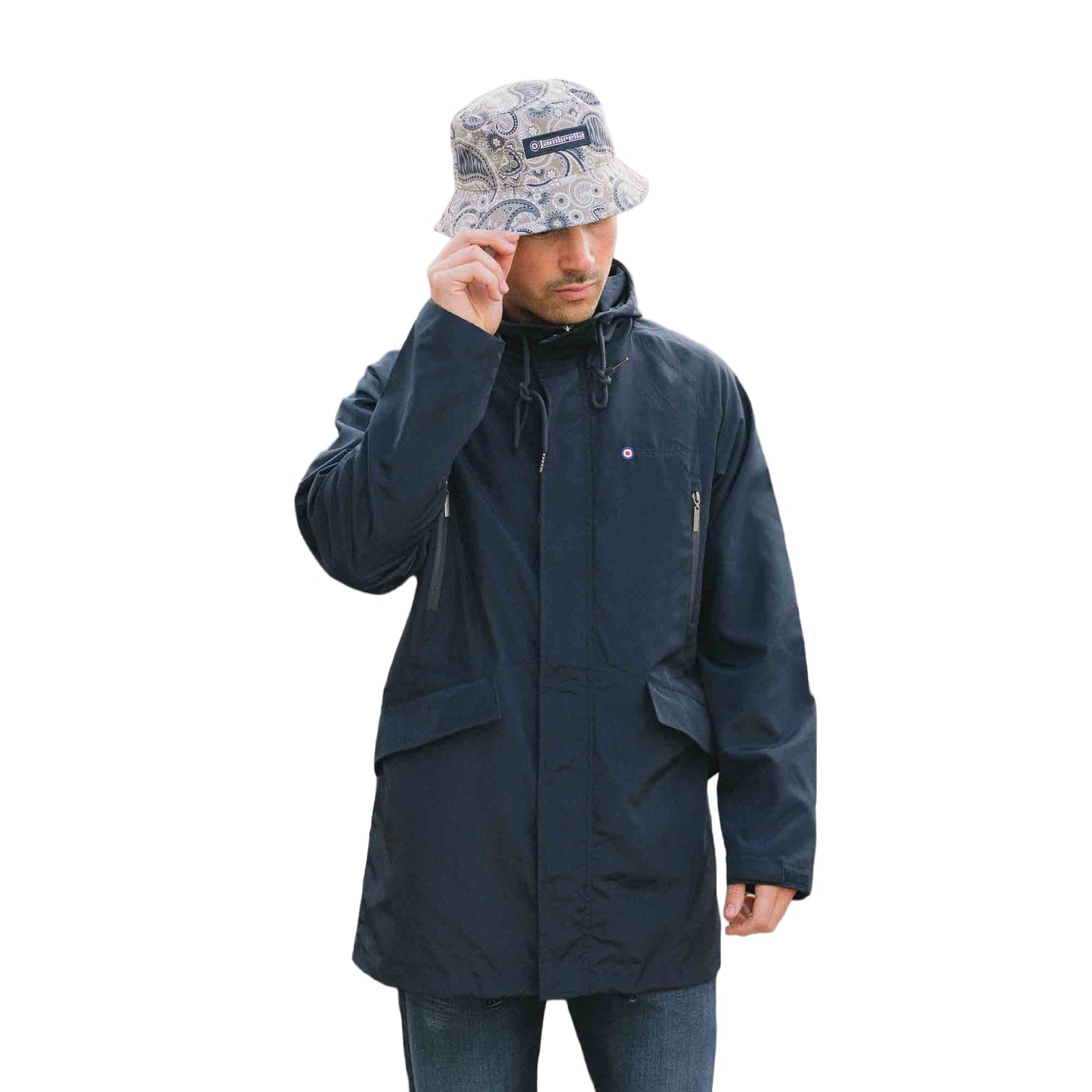 Navy - Side - Lambretta Mens Heaton Hooded Jacket