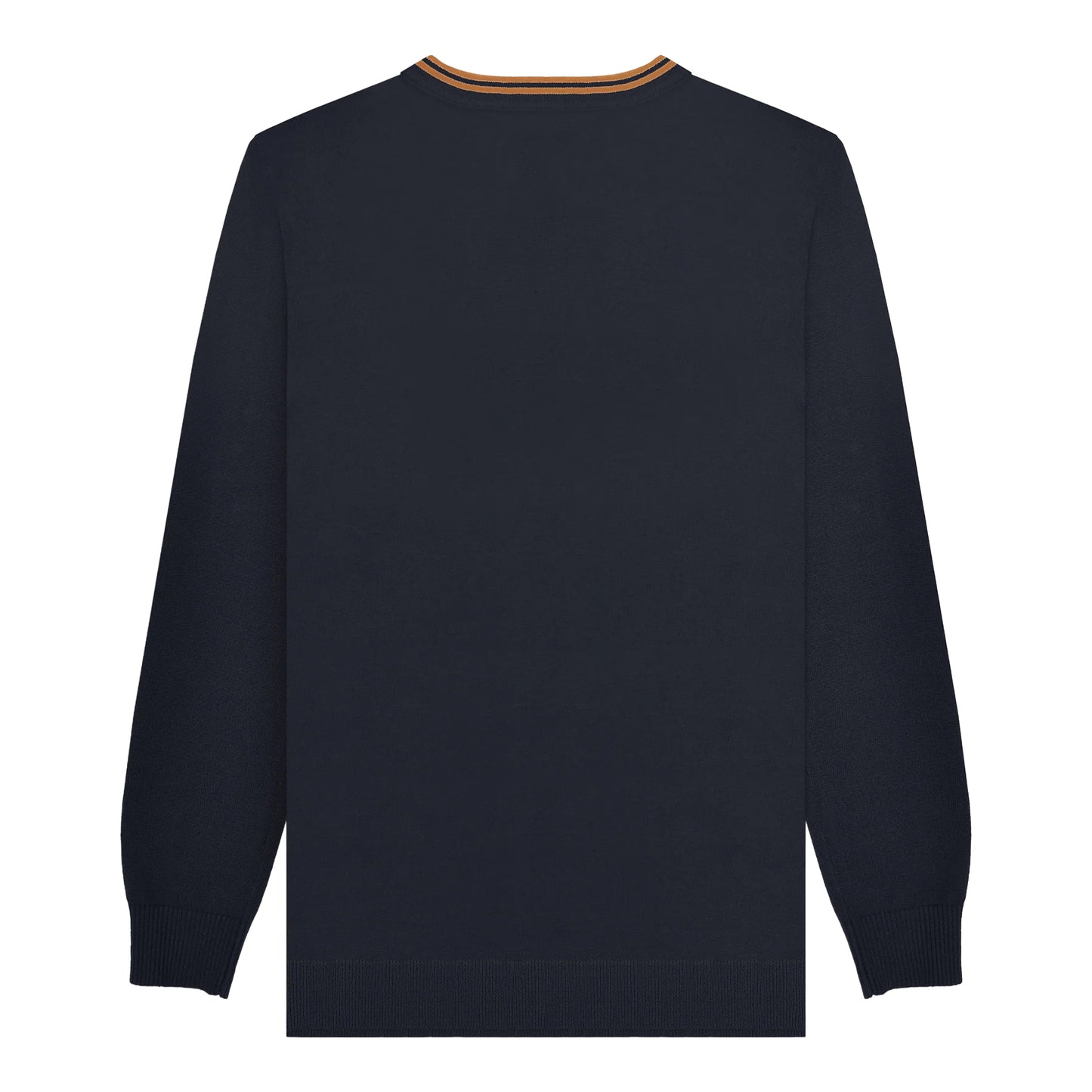 Navy-Tobacco - Back - Lambretta Mens Knitted Tipped Jumper