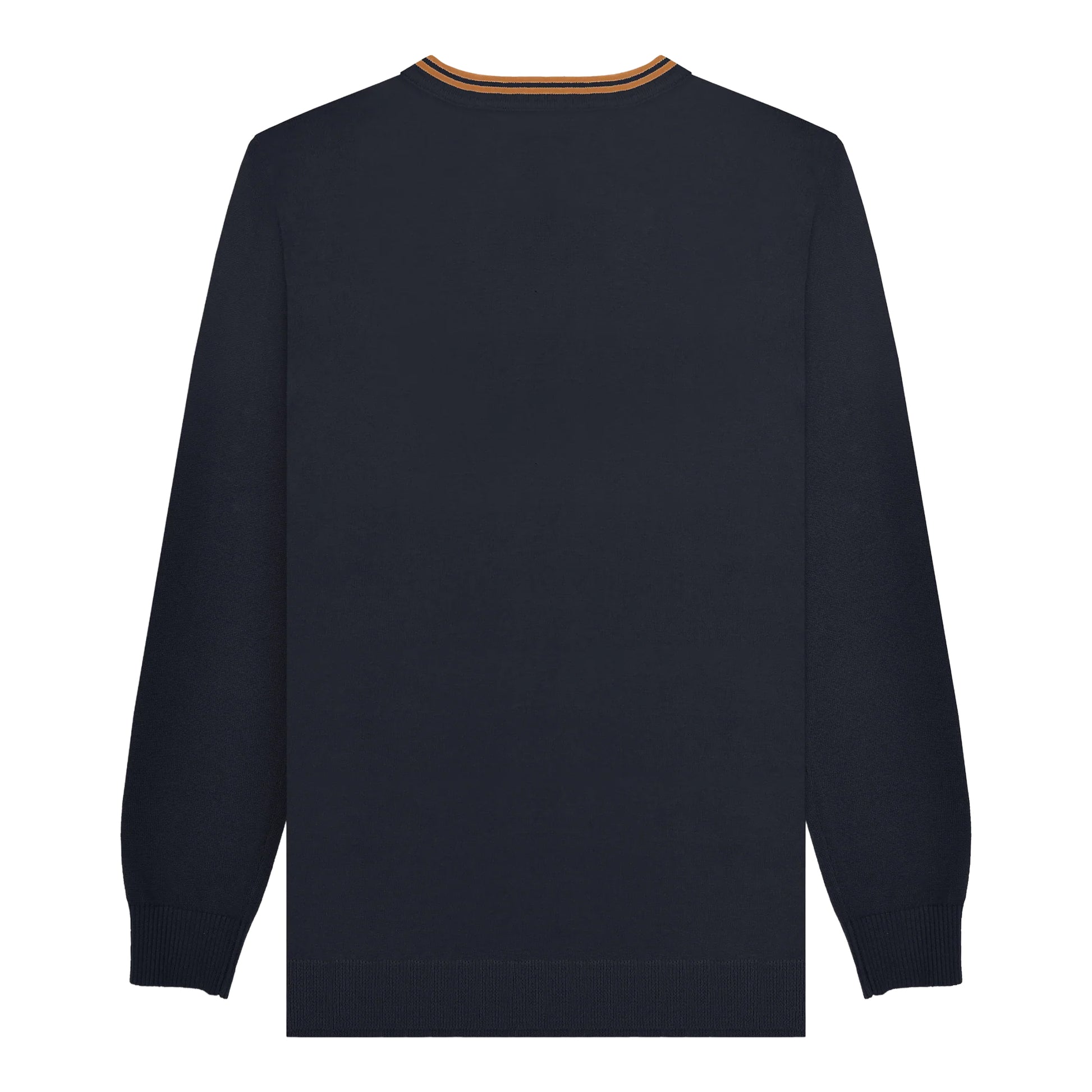 Navy-Tobacco - Back - Lambretta Mens Knitted Tipped Jumper