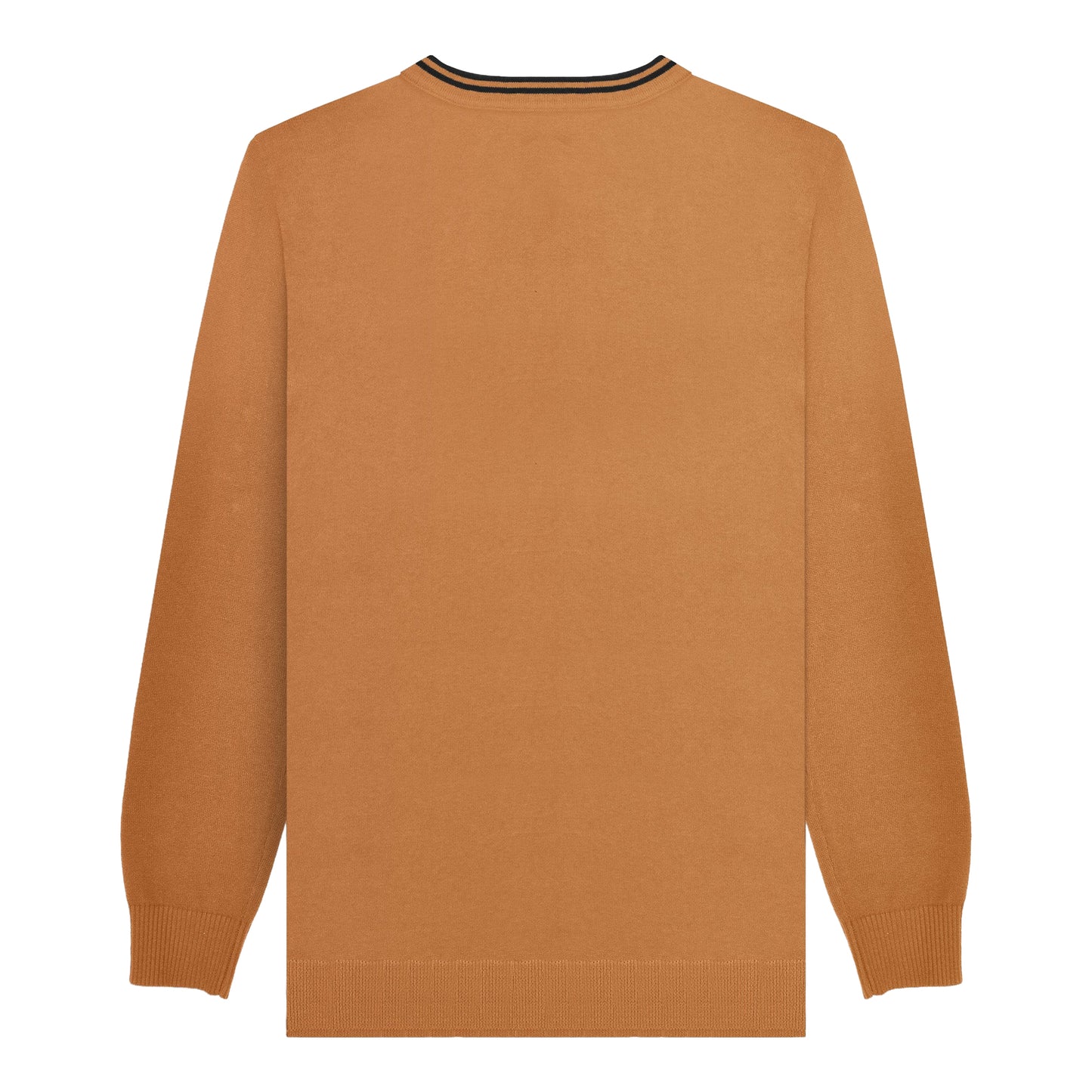 Tobacco-Navy - Back - Lambretta Mens Knitted Tipped Jumper