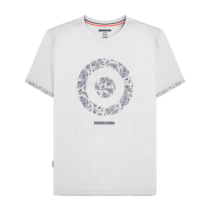 White - Front - Lambretta Mens SS25 Paisley Target T-Shirt