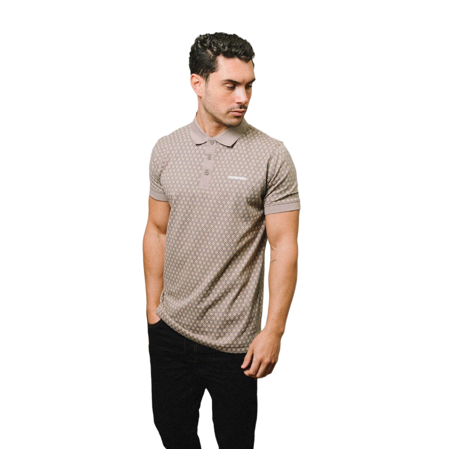 Cinder - Side - Lambretta Mens AW24 Geometric Polo Shirt