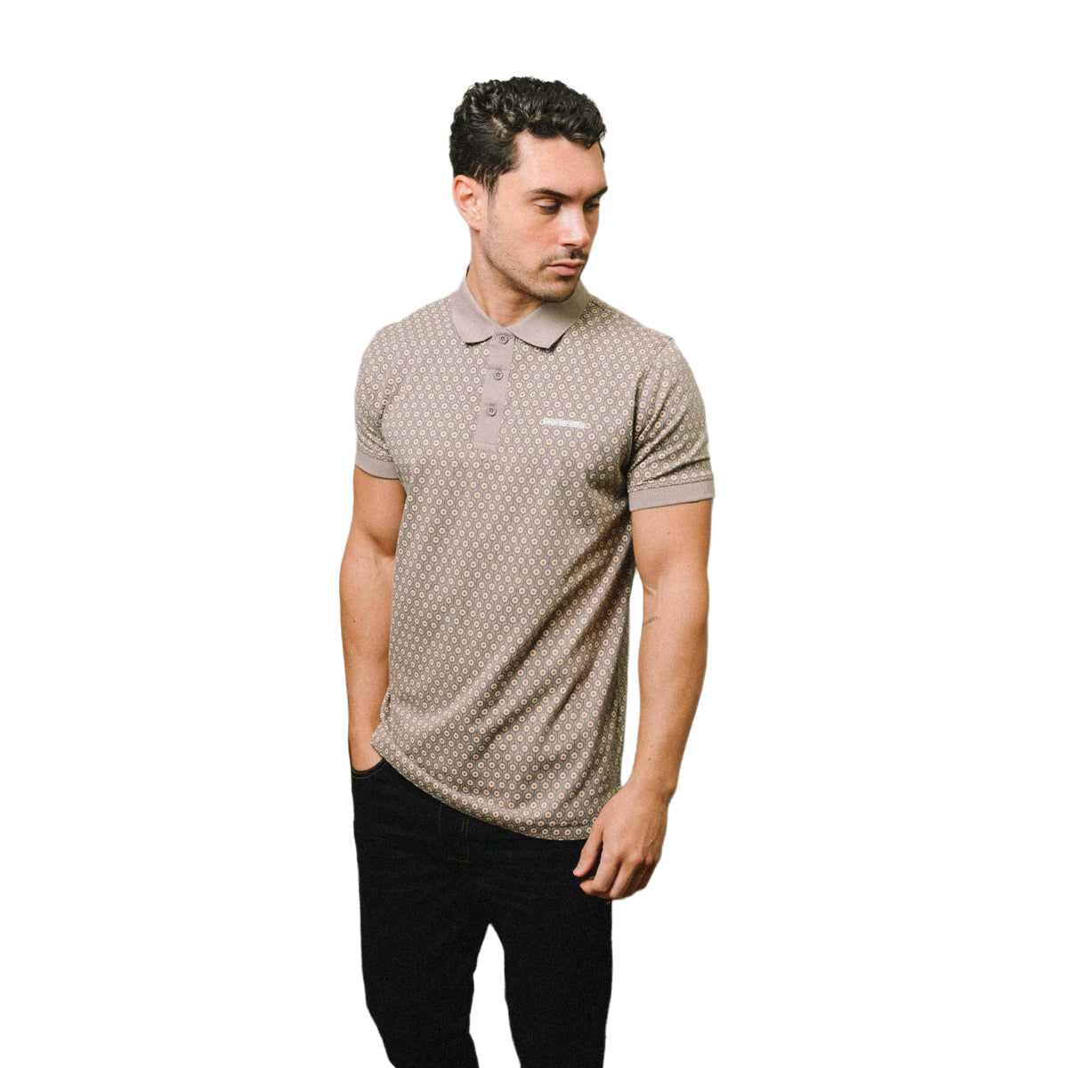 Cinder - Side - Lambretta Mens AW24 Geometric Polo Shirt