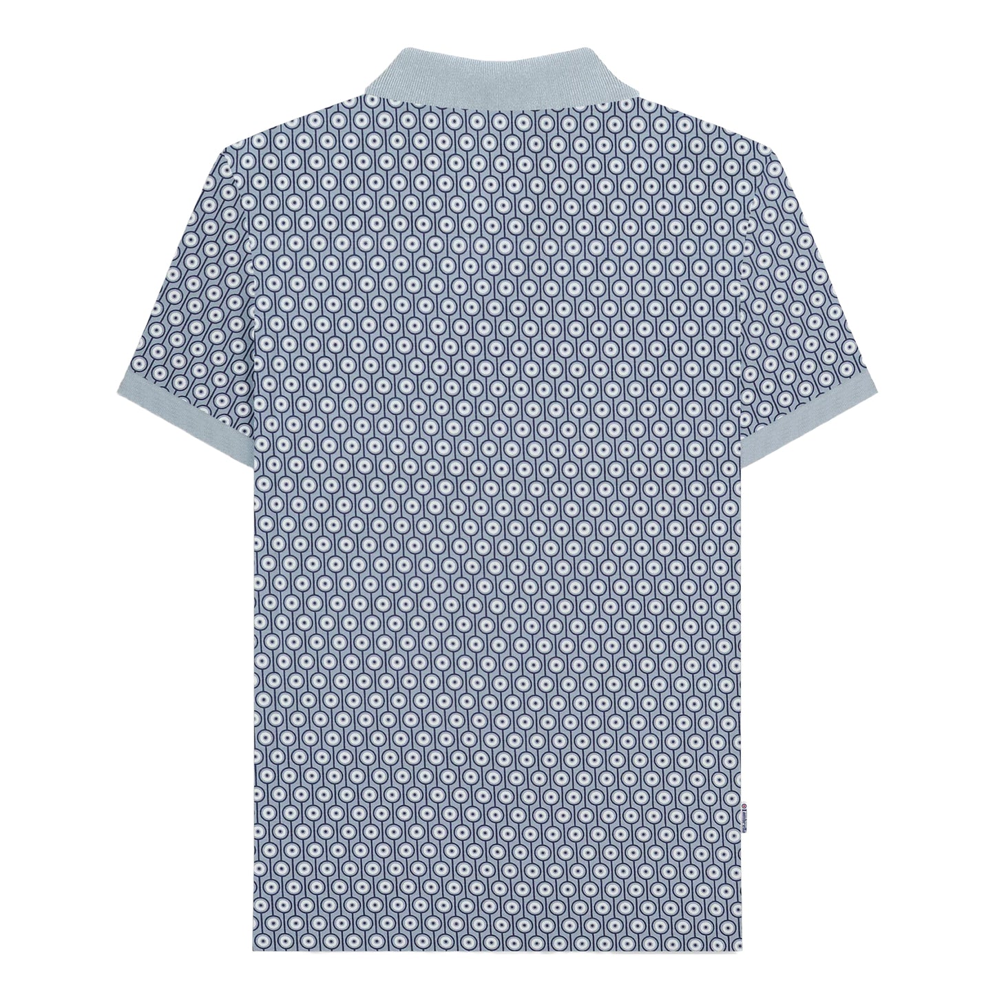 Dusky Blue - Back - Lambretta Mens AW24 Geometric Polo Shirt
