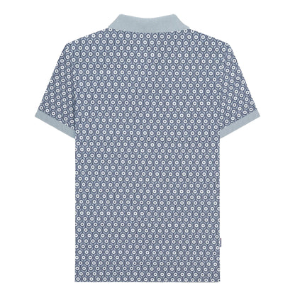 Dusky Blue - Back - Lambretta Mens AW24 Geometric Polo Shirt