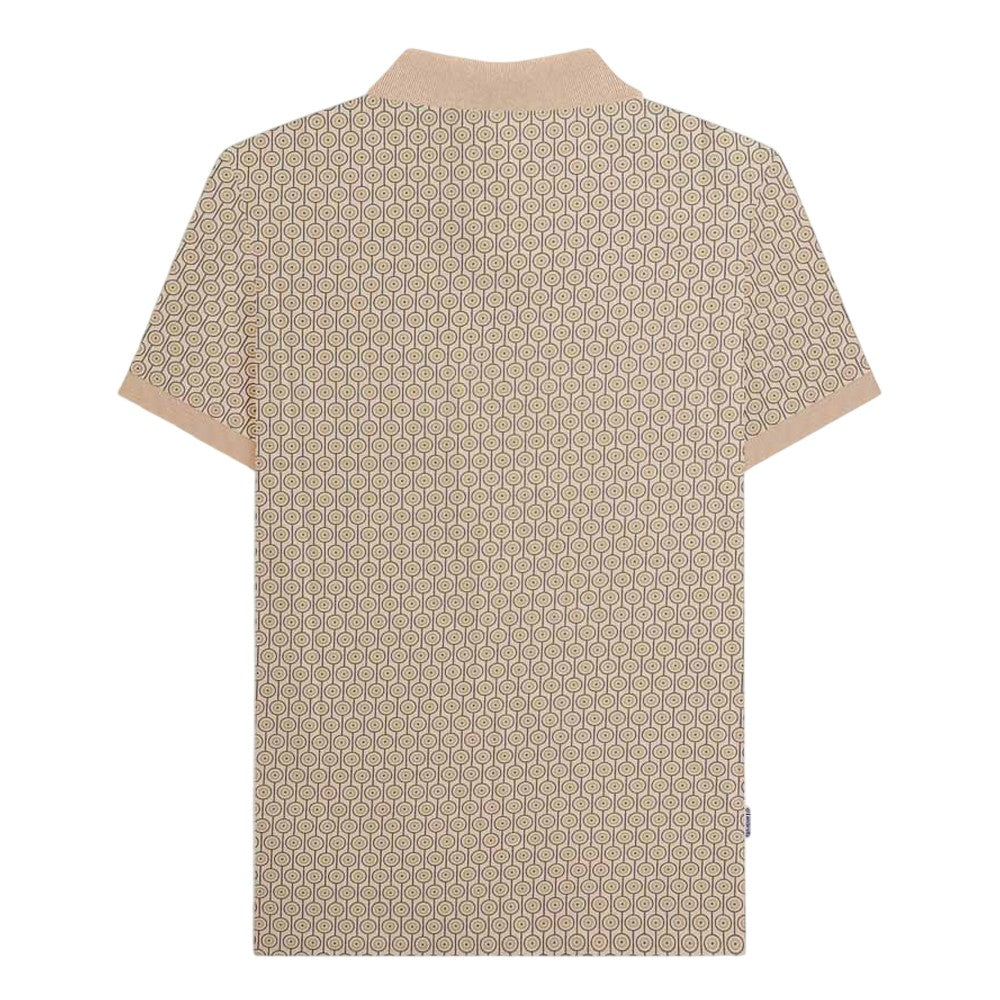 Stone - Back - Lambretta Mens AW24 Geometric Polo Shirt