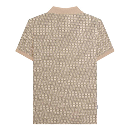 Stone - Back - Lambretta Mens AW24 Geometric Polo Shirt