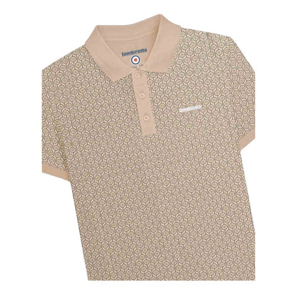 Stone - Side - Lambretta Mens AW24 Geometric Polo Shirt