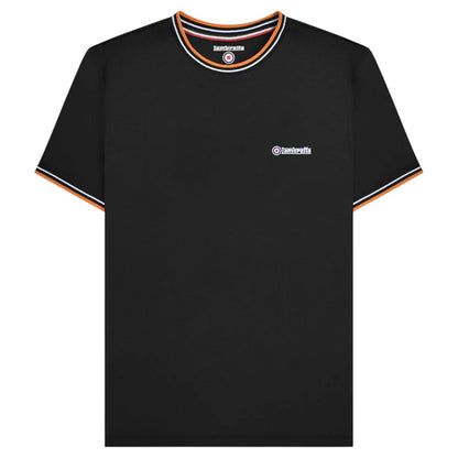 Black-White-Orange - Front - Lambretta Mens AW24 Twin Tip Pique T-Shirt