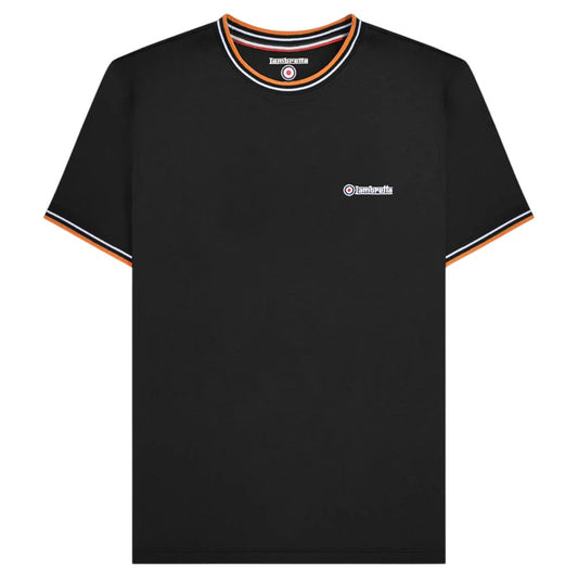 Black-White-Orange - Front - Lambretta Mens AW24 Twin Tip Pique T-Shirt
