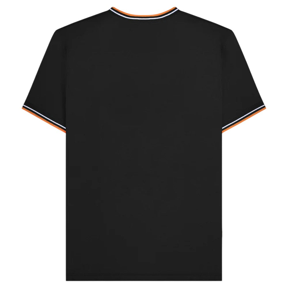 Black-White-Orange - Back - Lambretta Mens AW24 Twin Tip Pique T-Shirt