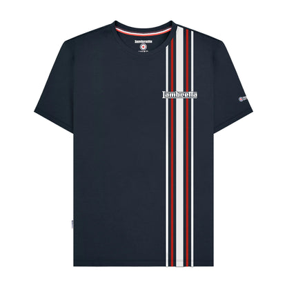 Navy - Front - Lambretta Mens SS25 Side Stripe T-Shirt