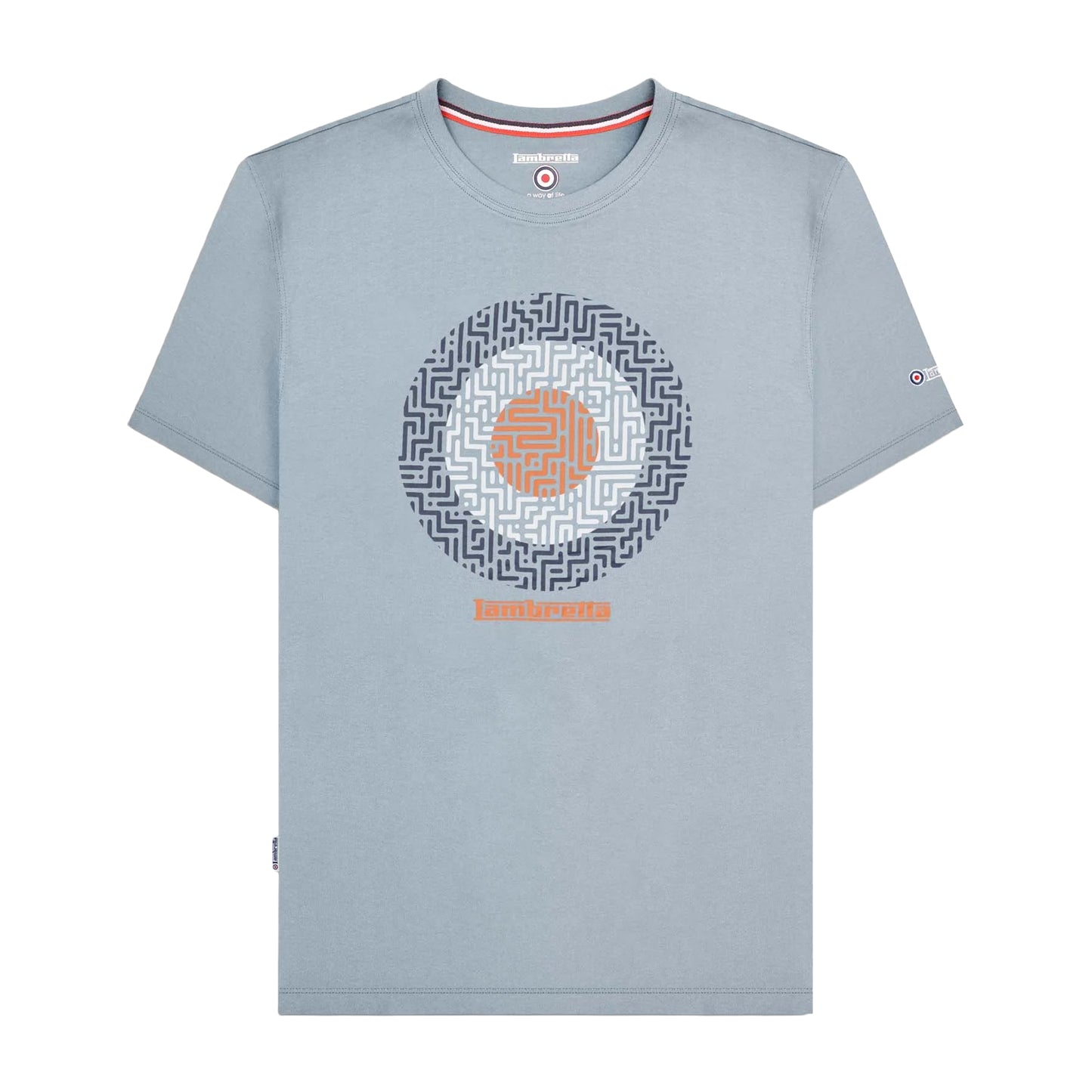 Dusky Blue - Front - Lambretta Mens SS25 Geometric T-Shirt