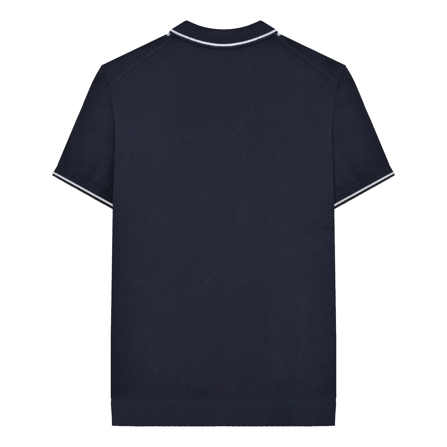 Navy - Back - Lambretta Mens Greco Striped Knitted Short-Sleeved Polo Shirt