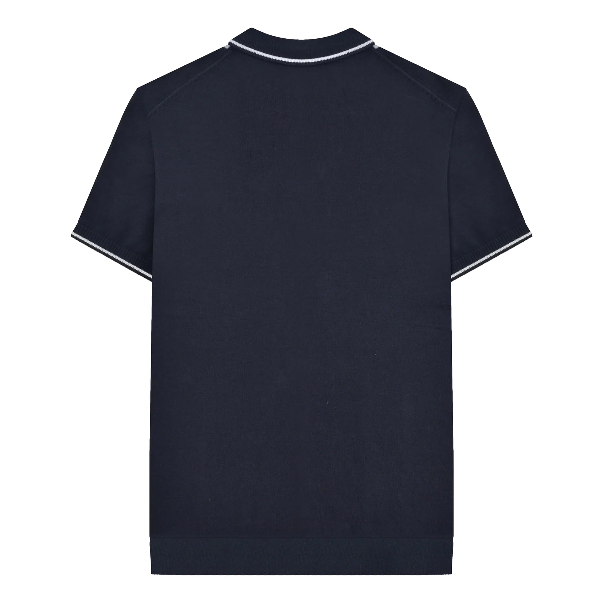 Navy - Back - Lambretta Mens Greco Striped Knitted Short-Sleeved Polo Shirt