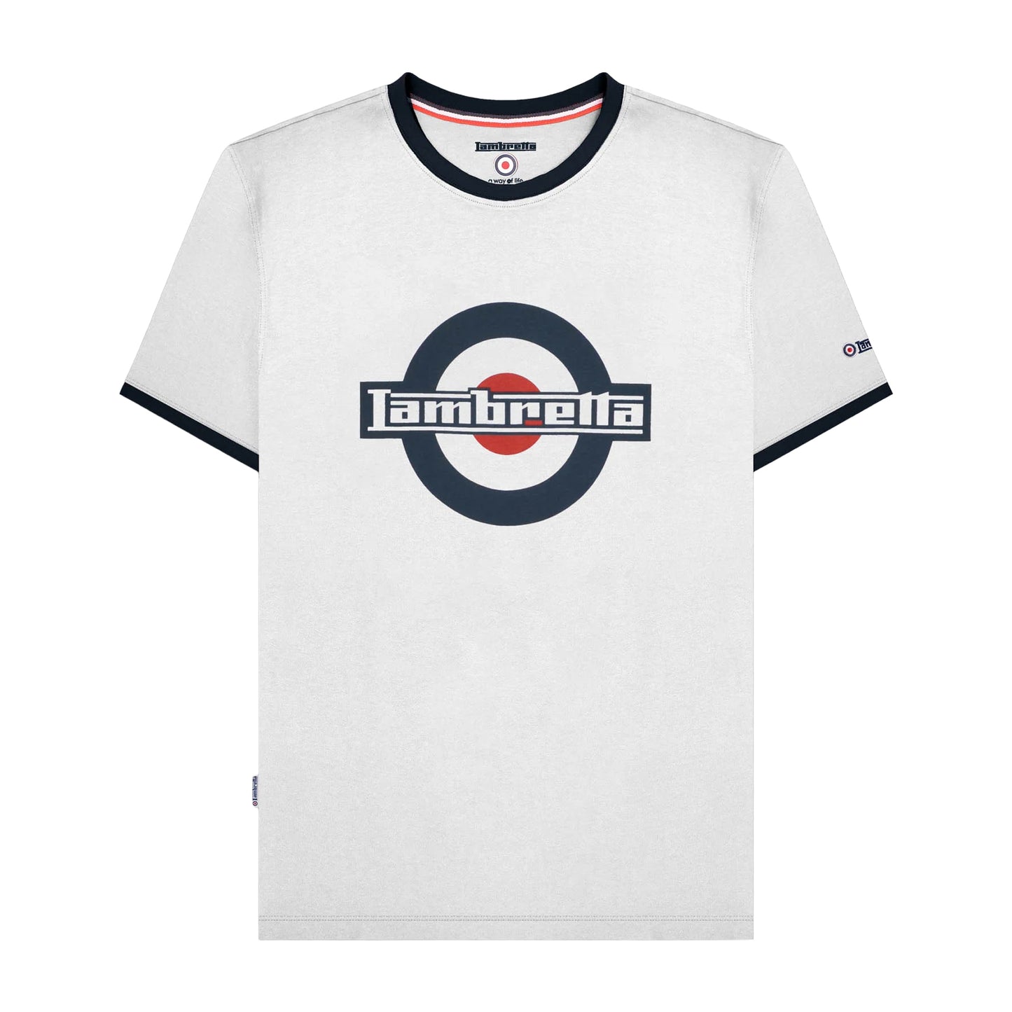 White-Navy - Front - Lambretta Mens SS25 Ringer Logo T-Shirt