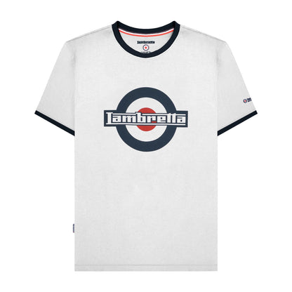 White-Navy - Front - Lambretta Mens SS25 Ringer Logo T-Shirt